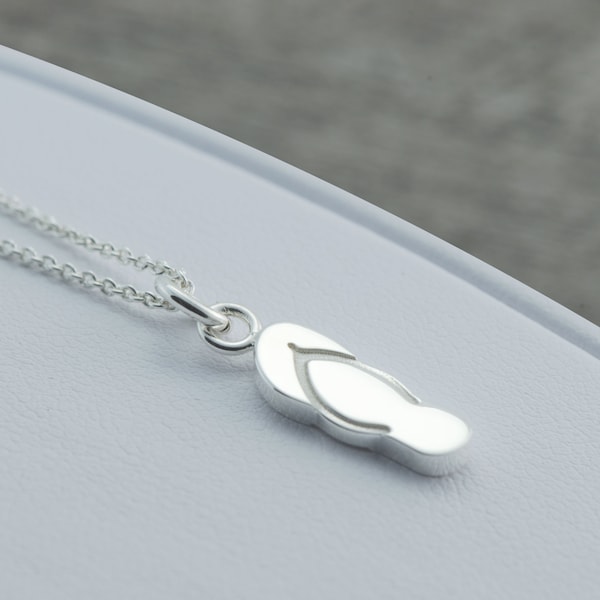 Flip Flop Necklace Sterling Silver, Beach Necklace, Flip Flop Jewelry, Summer Necklace, Ocean Necklace, Travel Necklace