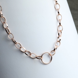 Rose Gold Vermeil Charm Necklace, Rolo Link, Multi Charm, 18k Rose Gold Chunky Pendant Necklace, Long Pearl Necklace, Thick Gold Chain