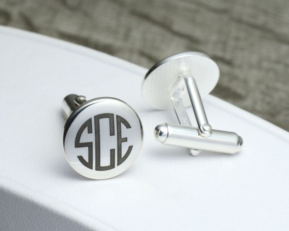 Personalized 925 Sterling Silver Wedding Cufflinks for Men Custom Made with Any Initials Groomsman Gift Personalized 925 Sterling Silver Wedding Cufflinks for Men Custom Made with Any Initials Groomsman Gift