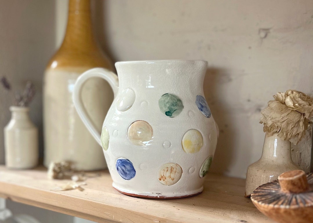 French Pottery Milk Jug Glossy Stoneware Spotty Glaze Etsy