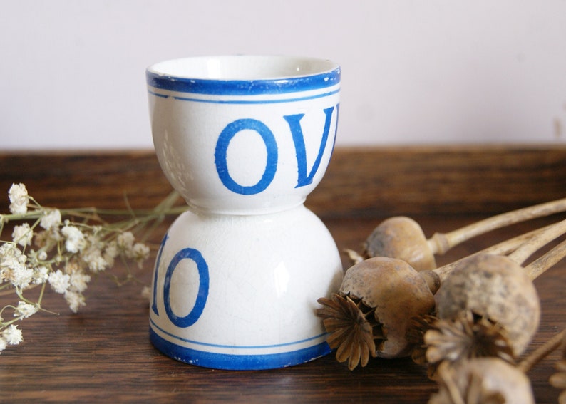 Rare Ovum Egg Cup, Advertising for Thorleys, Double Sided, Vintage Decor