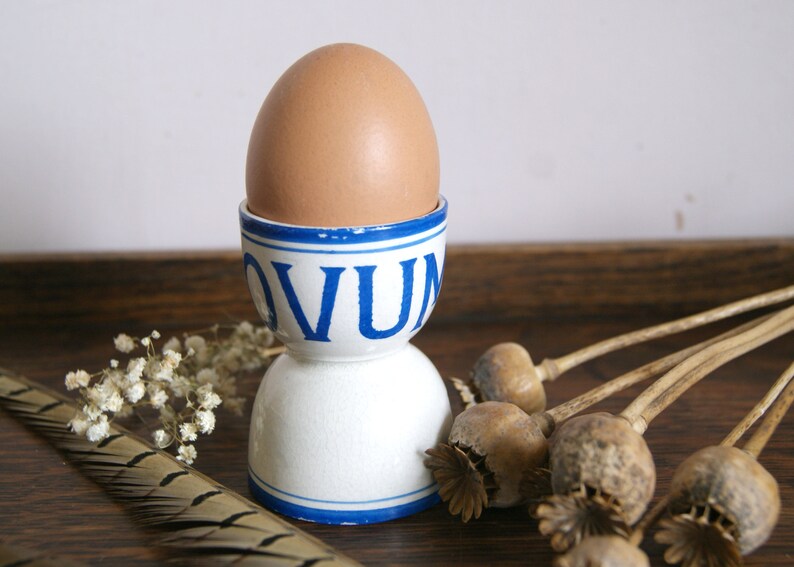 Rare Ovum Egg Cup, Advertising for Thorleys, Double Sided, Vintage Decor