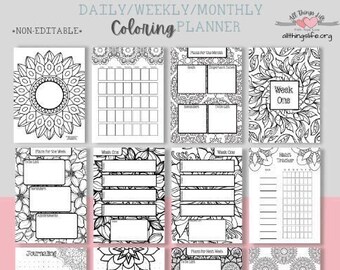 Coloring Planner | Daily/Weekly/Monthly Undated | Instant Download