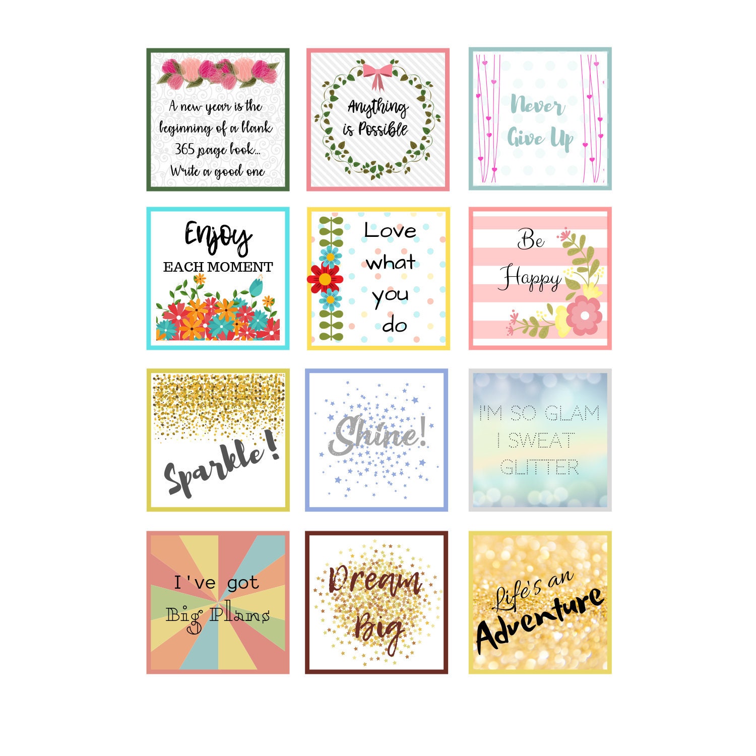 Printable Motivational Quotes Stickers Small 2 inch Etsy
