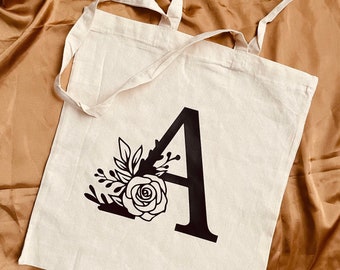 Tote bag + sa pochette lettre, cadeau noël, sac personnalisabe, tote bag personnalisé,cadeau femme,EVJF,cadeau témoin,pochette personnalisée