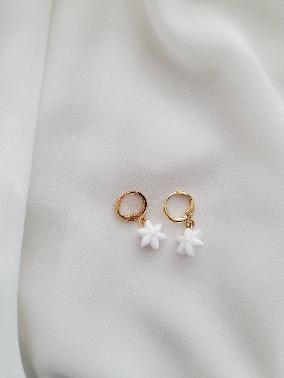 Flower Charm Hoop Earrings Hypoallergenic Clip on Earrings Etsy