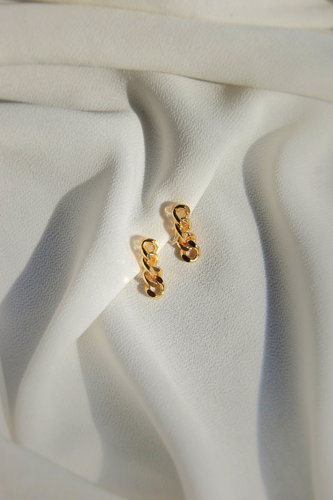 Clip on Chain Earrings Curb Chain Earrings Chain Link Etsy