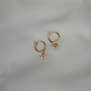 Clip on earrings, Butterfly huggie earrings, hypoallergenic, cubic zirconia dangle earring, diamond butterfly earring, dainty charm earrings image 1