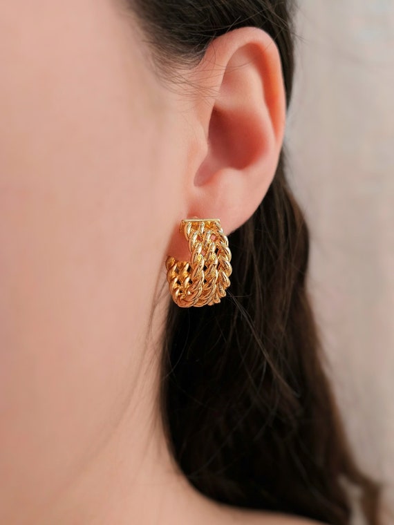 IDJEOABL Large Rose Gold Hoop Earrings For Women Trendy Medium Gold Hoops Thick Rose Gold Hoop Earrings Non Tarnish 40mm