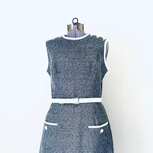 Textured 1960s Dress. Gray and White Butte Vintage. image 1