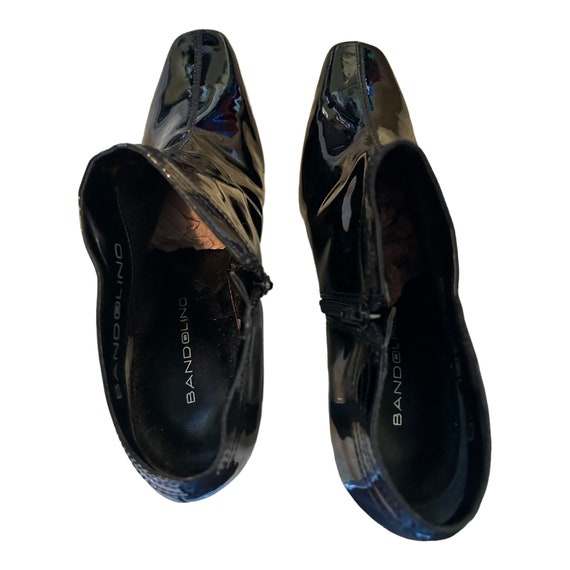 Bandolino Black Patent Leather Stiletto Booties, Square Toe, Size 10 - Etsy