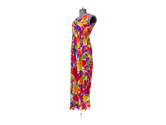 60s Union Label Miss Elaine Maxi Dress Floral Vib… - image 4