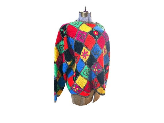 Vintage Hand Knit Patchwork Sweater: Jennifer Ree… - image 4