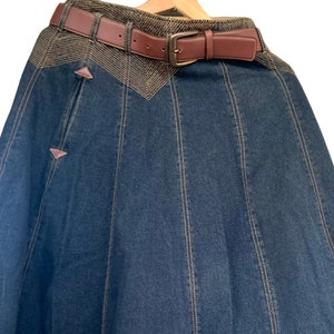 Denim and Leather Skirt. Vintage Bernard Holtzman Womens Size 8. image 2