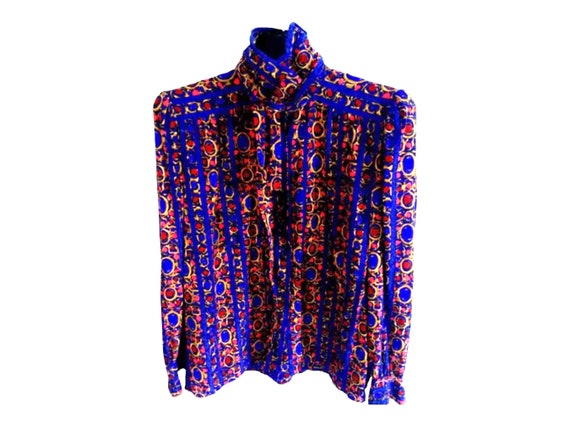 Yves St. Laurent Silk Tie Blouse. Vintage, Made i… - image 1