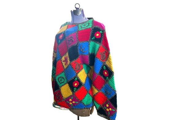 Vintage Hand Knit Patchwork Sweater: Jennifer Ree… - image 5