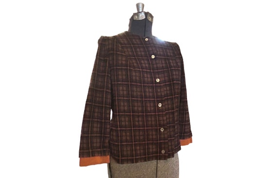 French Plaid Blazer. Vintage 1960s. 100% Soft Woo… - image 1