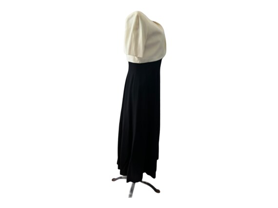 Vintage 1980s Black Bow Dress. White and Black. W… - image 8