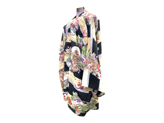Silk Kimono. Orient Print. Vintage 1970s. - image 2