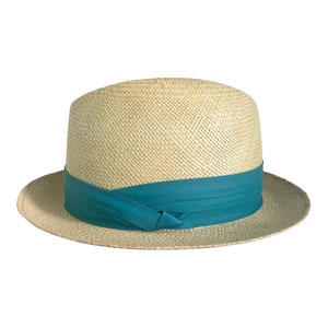 Dobbs Fifth Ave. 1950s Straw Fedora. New in Box! Vintage Hat. Size: L/8.