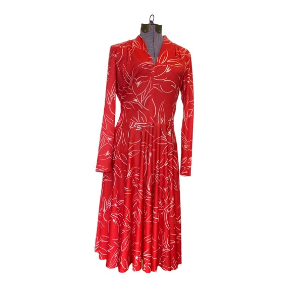 60s Joan Curtis Dress. Union Label. Red and White… - image 1