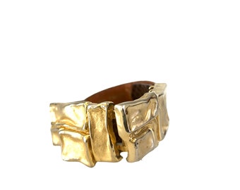 MORRIS MOSKOWITZ Snakeskin Dressy Belt Size M Leather Gold Hardware Vintage Snakeskin Belt: Gold Brass Hook, Morris Moskowitz  main image 3