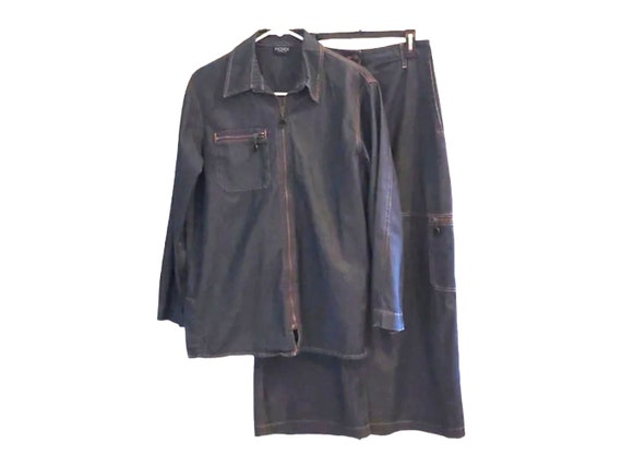 Mondi Italian Denim Cargo Skirt Set with Jacket. … - image 1