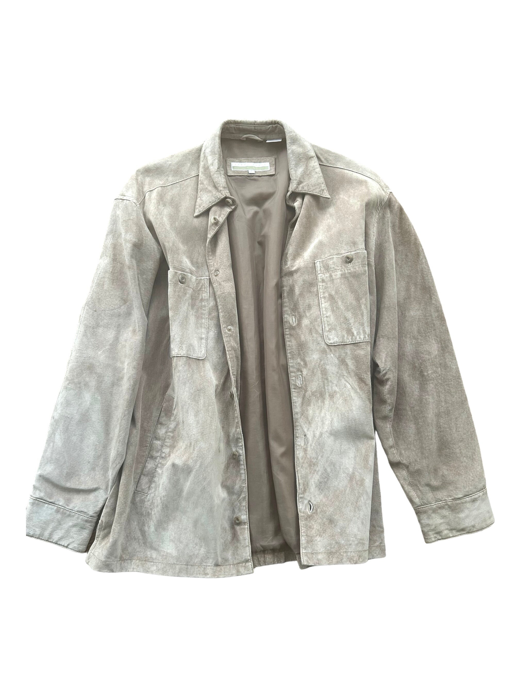 Veste en daim Perry Ellis pour hommes. Couleur beige. vintage Taille Large. Etat comme neuf !