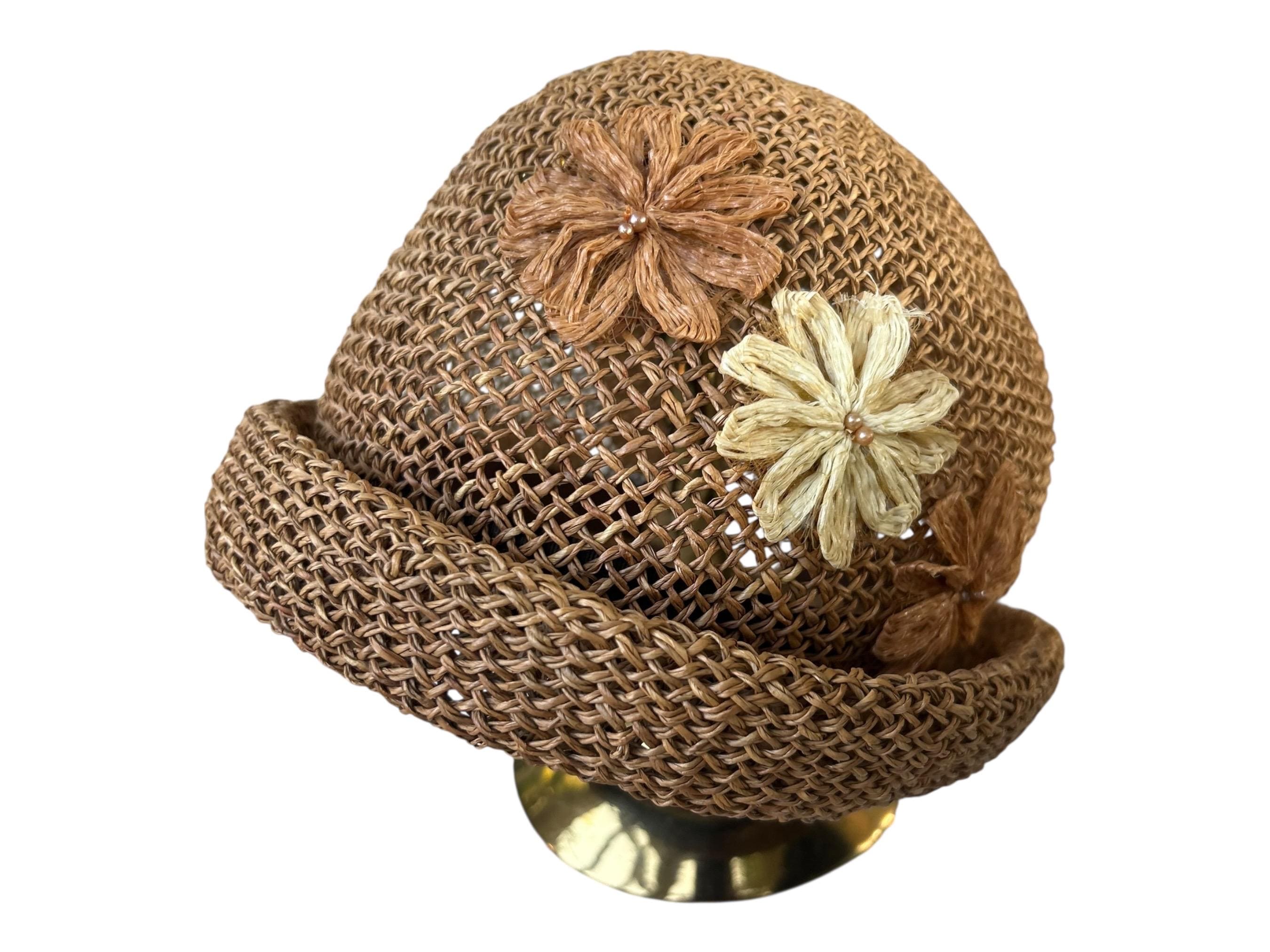 Burning Bush Millinery Hat. Vintage Straw Hat With  display picture 1