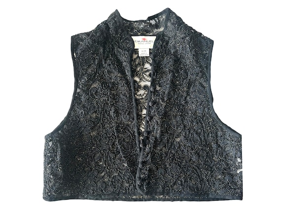 Ungaro Lace Vintage Vest. Womens Black 1990s. Siz… - image 1