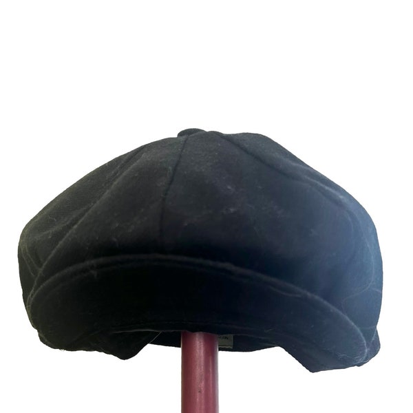 Stetson 1940s Page Boy Cap. Newsboy. Snap Front. Black   Vintage Hat. Size: M- 7-7 1/8.