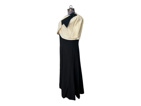 Vintage 1980s Black Bow Dress. White and Black. W… - image 2