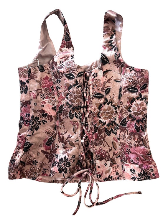 Bandolino Corset Top. Vintage Sleeveless Tie Back. Womens