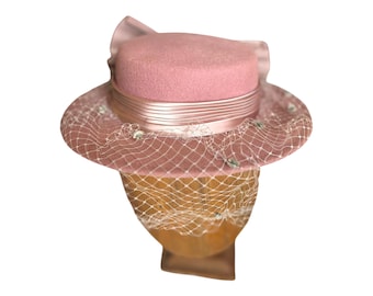Deborah New York Vintage Pink Straw Floral Church Derby Hat vintage hats in honor of the Kentucky Derby #fashion main image 4