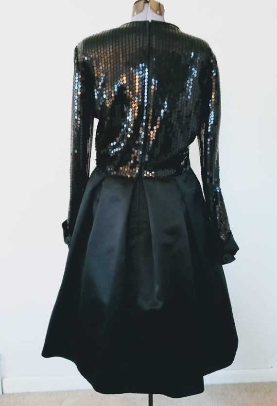 Karen Lorrance Sequin and Satin Black Dress. 1980… - image 6