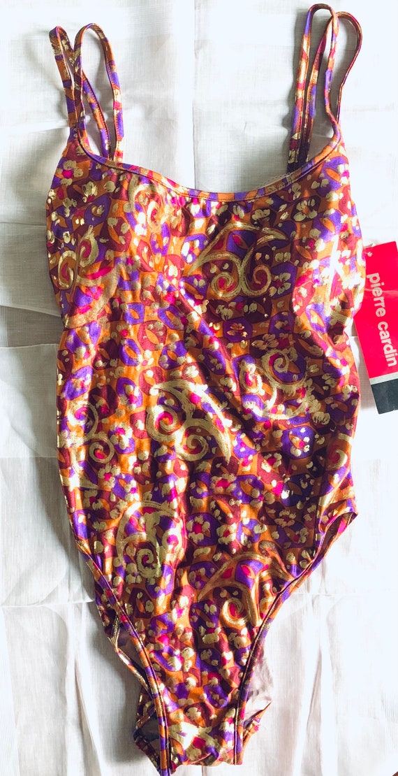 Pierre Cardin Metallic 80s Gold One Piece Swimsuit. Vintage. Never