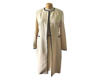 Vintage Anne Klein Silk Suit: Duster, Skirt, Blouse (Size 10)