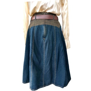 Denim and Leather Skirt. Vintage Bernard Holtzman Womens Size 8. image 5