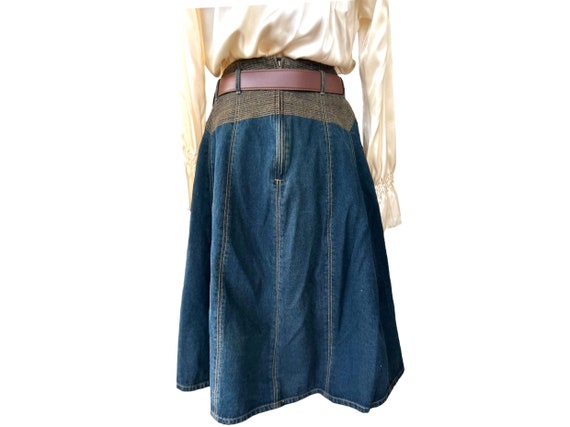 Denim and Leather Skirt. Vintage Bernard Holtzman… - image 5