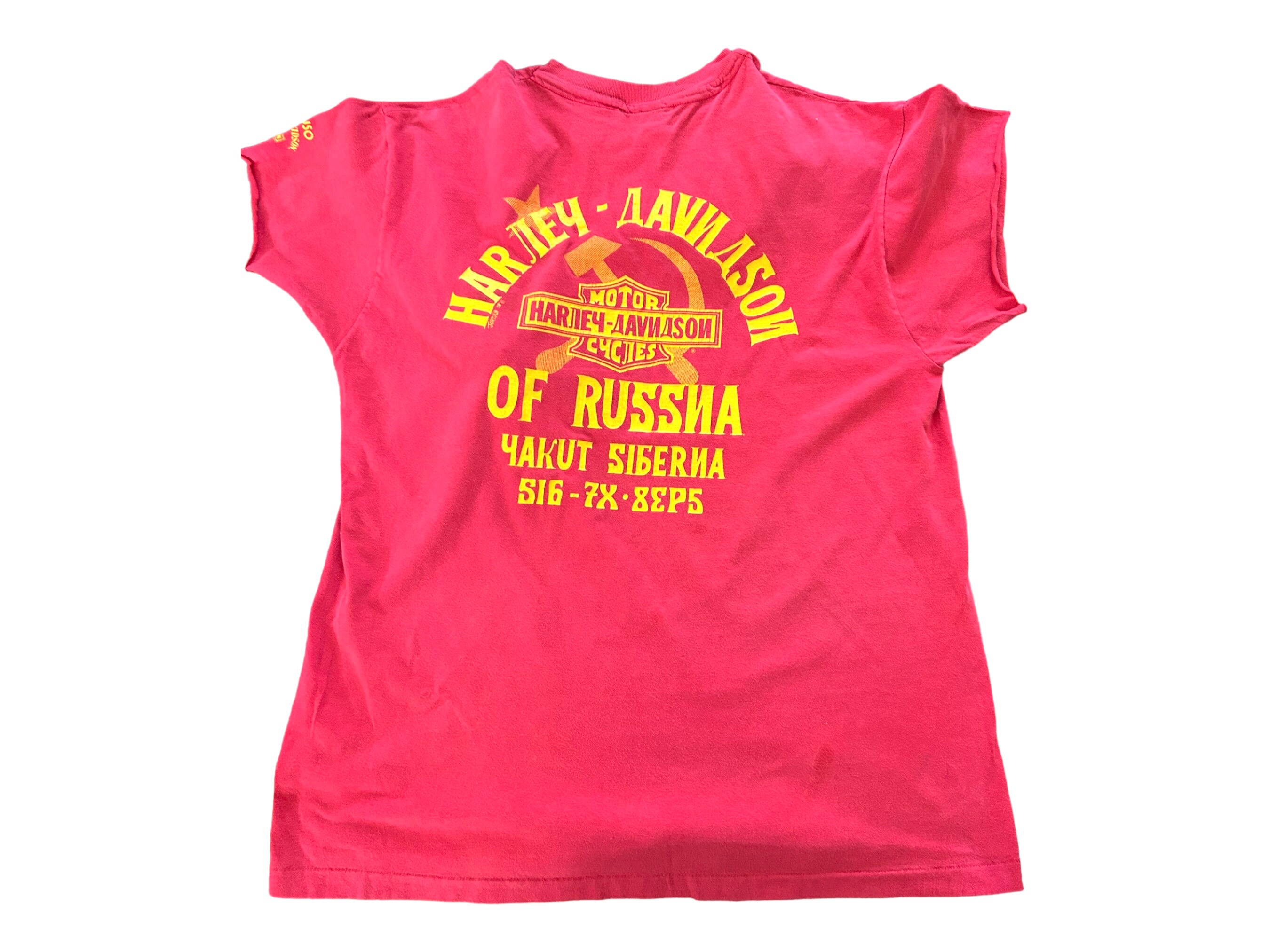 Russian Harley Davidson Tshirt. Authentic Siberian Logo. Red. Size 