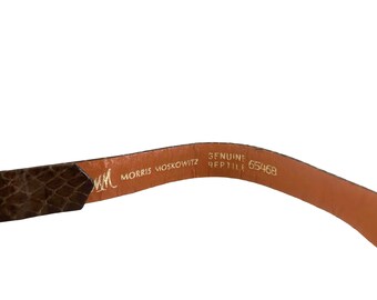 Vintage Snakeskin Belt: Gold Brass Hook, Morris Moskowitz  display picture 3