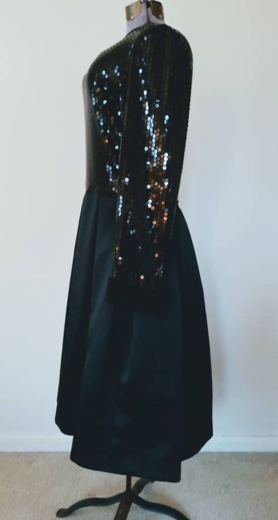 Karen Lorrance Sequin and Satin Black Dress. 1980… - image 4