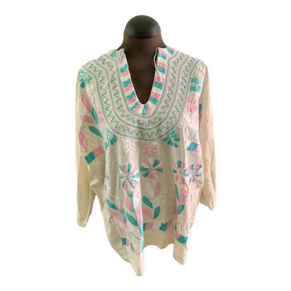 Blusa cosida a mano anos 70. Adornado con flores pastel cosidas a mano. Etsy Espana