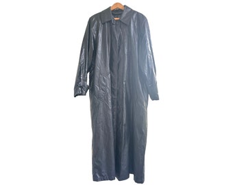 Vintage Rubberized Raincoat Cape, Hooded Waterproof Layer, Long