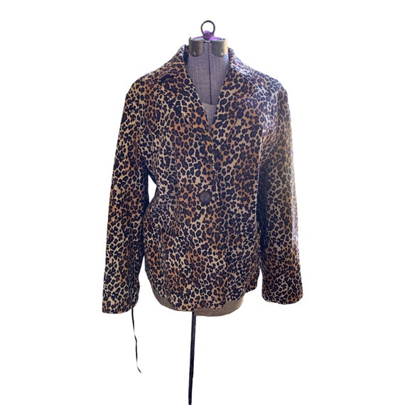 Leopard Blazer. Vintage Larry Levine Stretch. Wom… - image 1