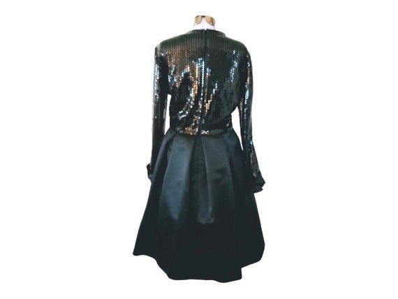 Karen Lorrance Sequin and Satin Black Dress. 1980… - image 5