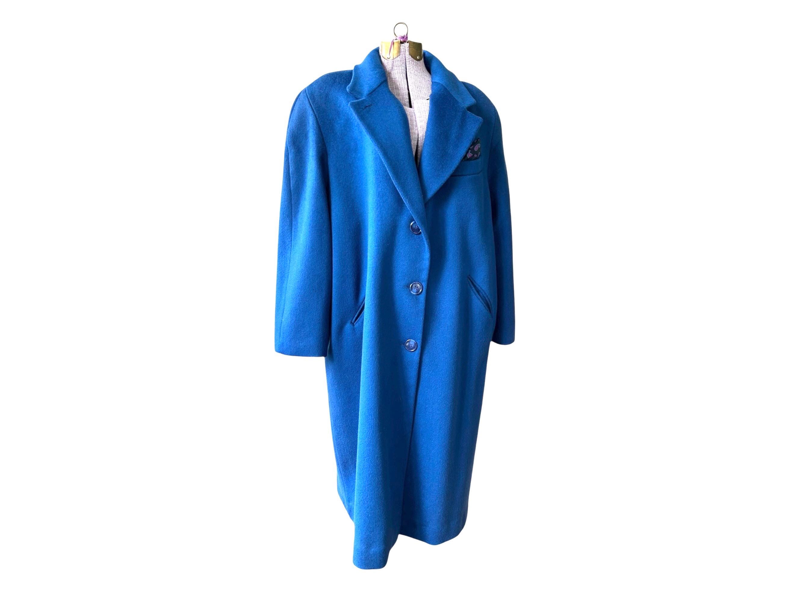 新品タグ付き Wool Gown Coat (Blue) Bryant Park Royal Blue Vintage Wool Dress Coat. - Etsy