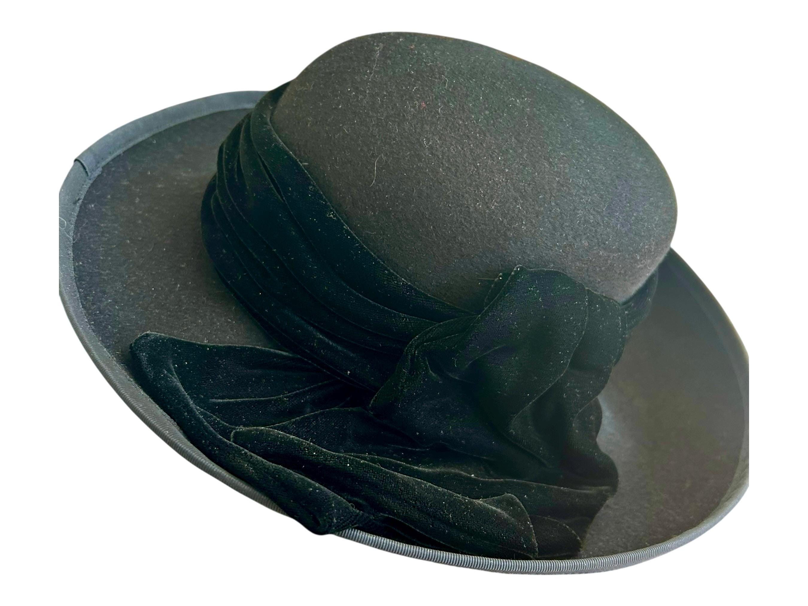 Peter Bettley London. Black Wool Hat. Velvet Band. - Etsy Canada