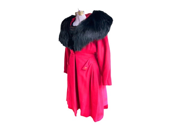 1960s. Evans Wool and Black Fur Trimmed Coat. Sty… - image 2