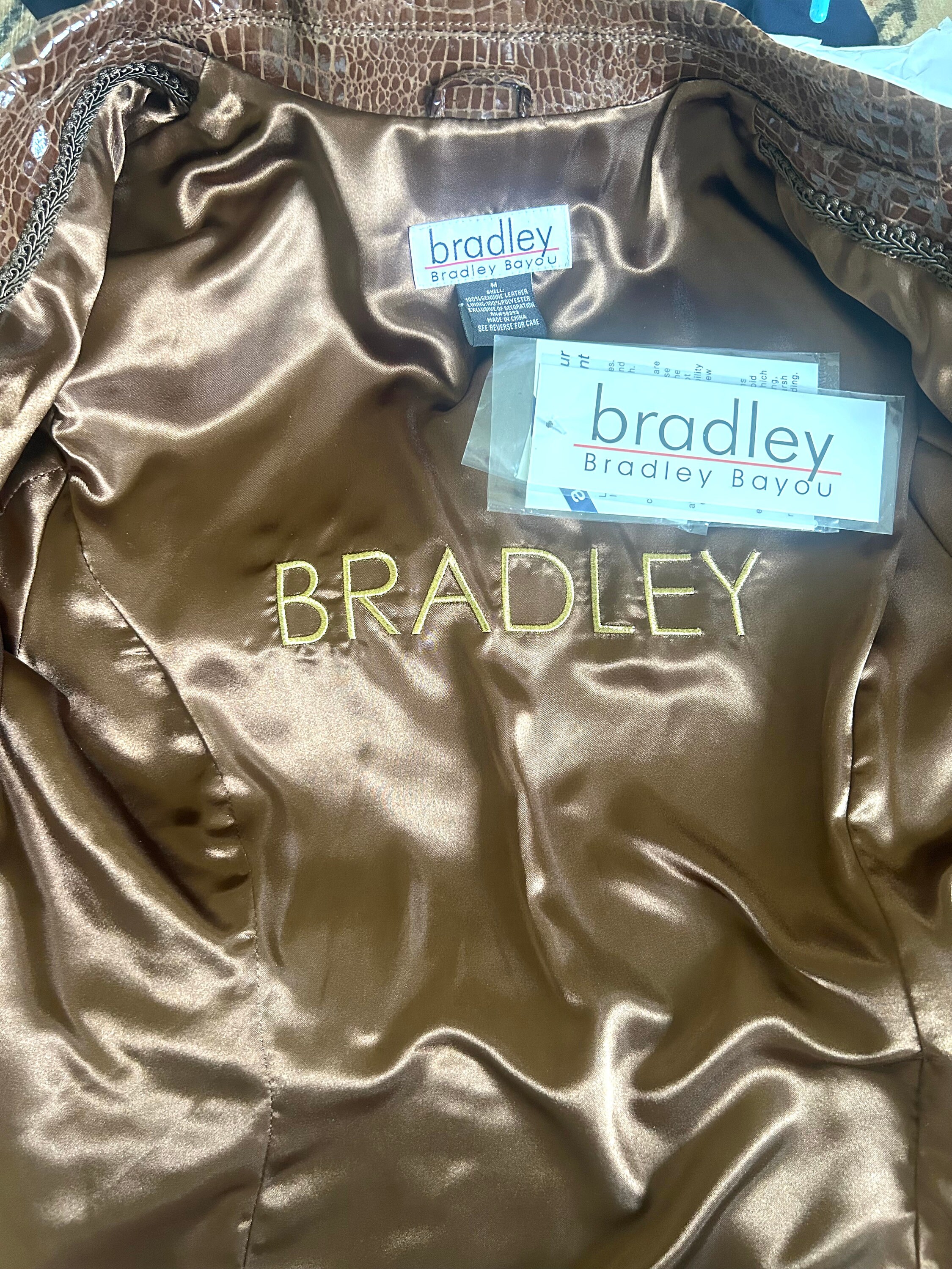 Bradley Bayou レザー ブレザー。ブラウンのスネークスキン柄 